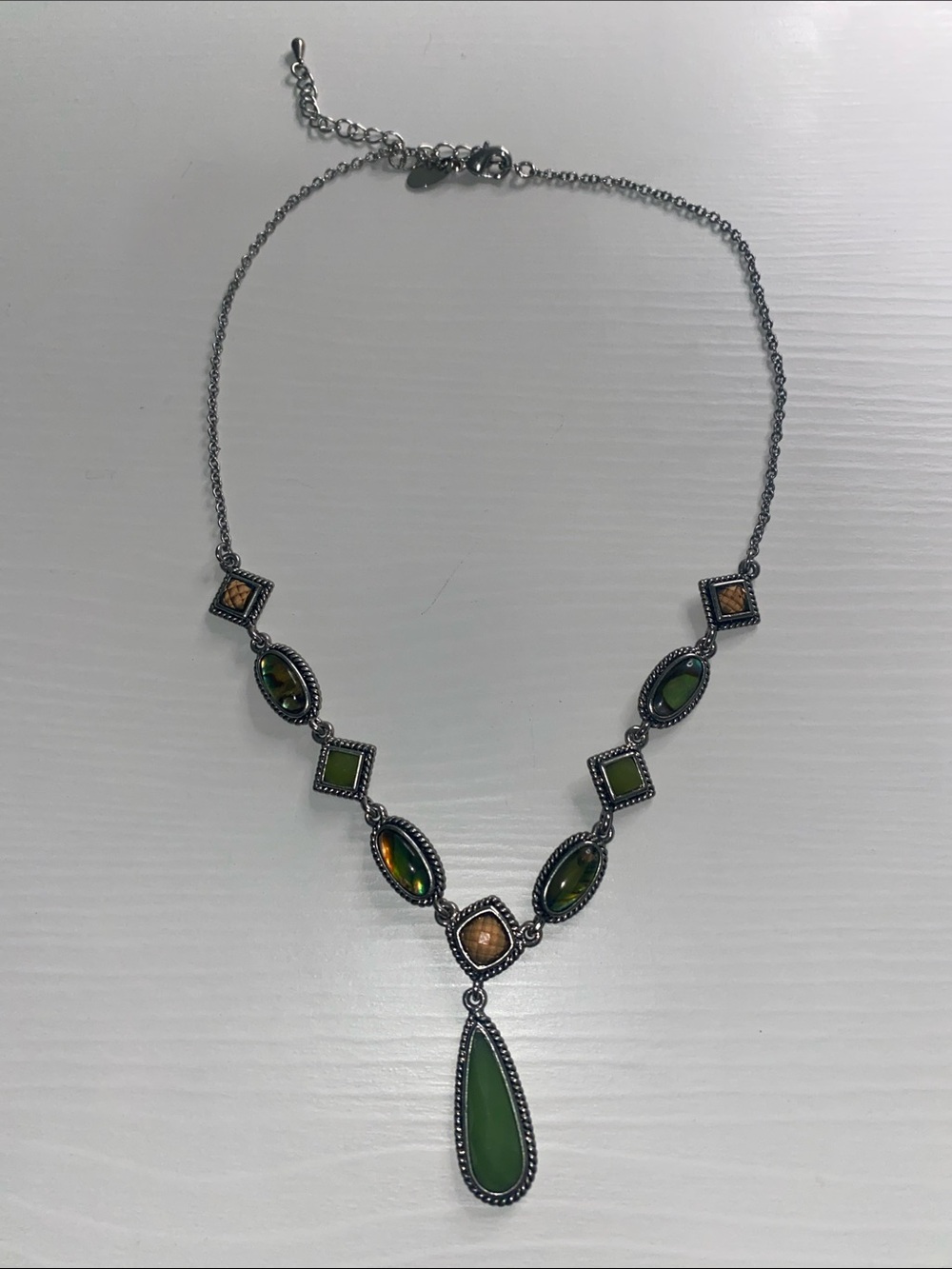 Lia Sophia Sterling-Tone Green Pendant Statement Necklace